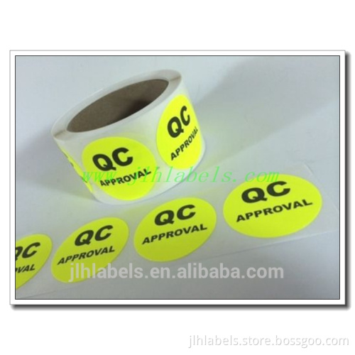 "QCAPPROVAL"Sticker Label,fluorescent color ,2" circle diameter ,500 labels/roll